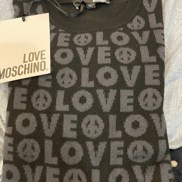 Love Moschino Mens Wool Cachmere Logo Sweater Sz M - Picture 2 of 8